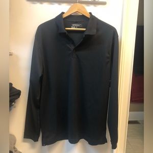 Men’s Large Nike Golf Long Sleeve Polo - Dri-Fit Black